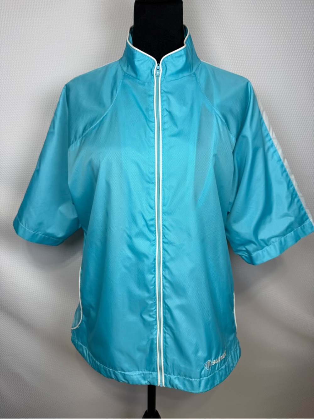 Sunice Weather Short Sleeve Zip Front Jacket Windbreaker Aqua Blue Size Medium